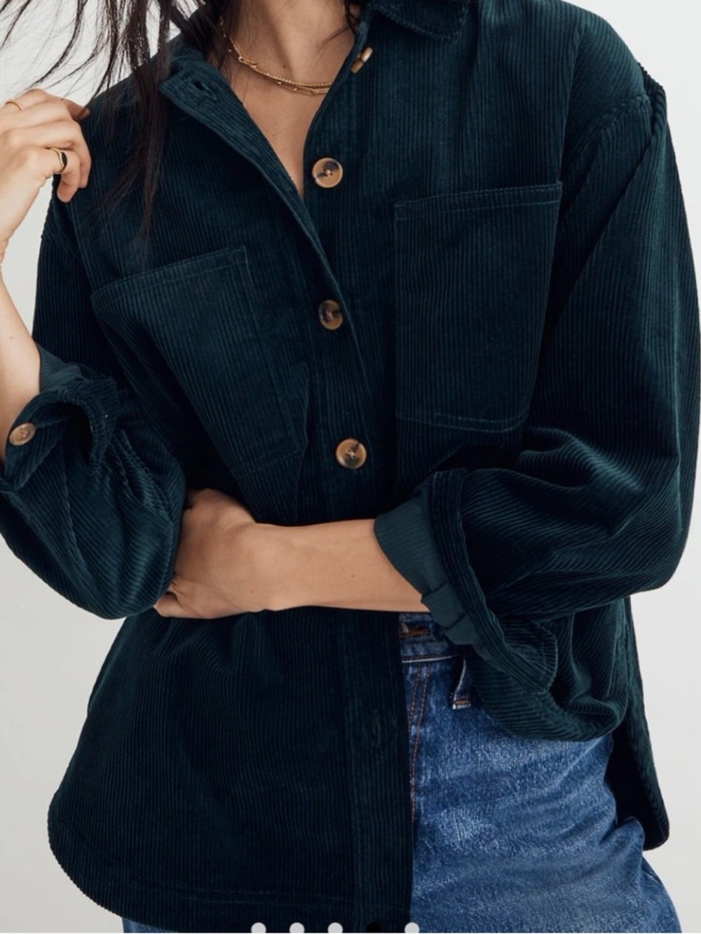Madewell Deep Teal Corduroy Button-Up Shirt